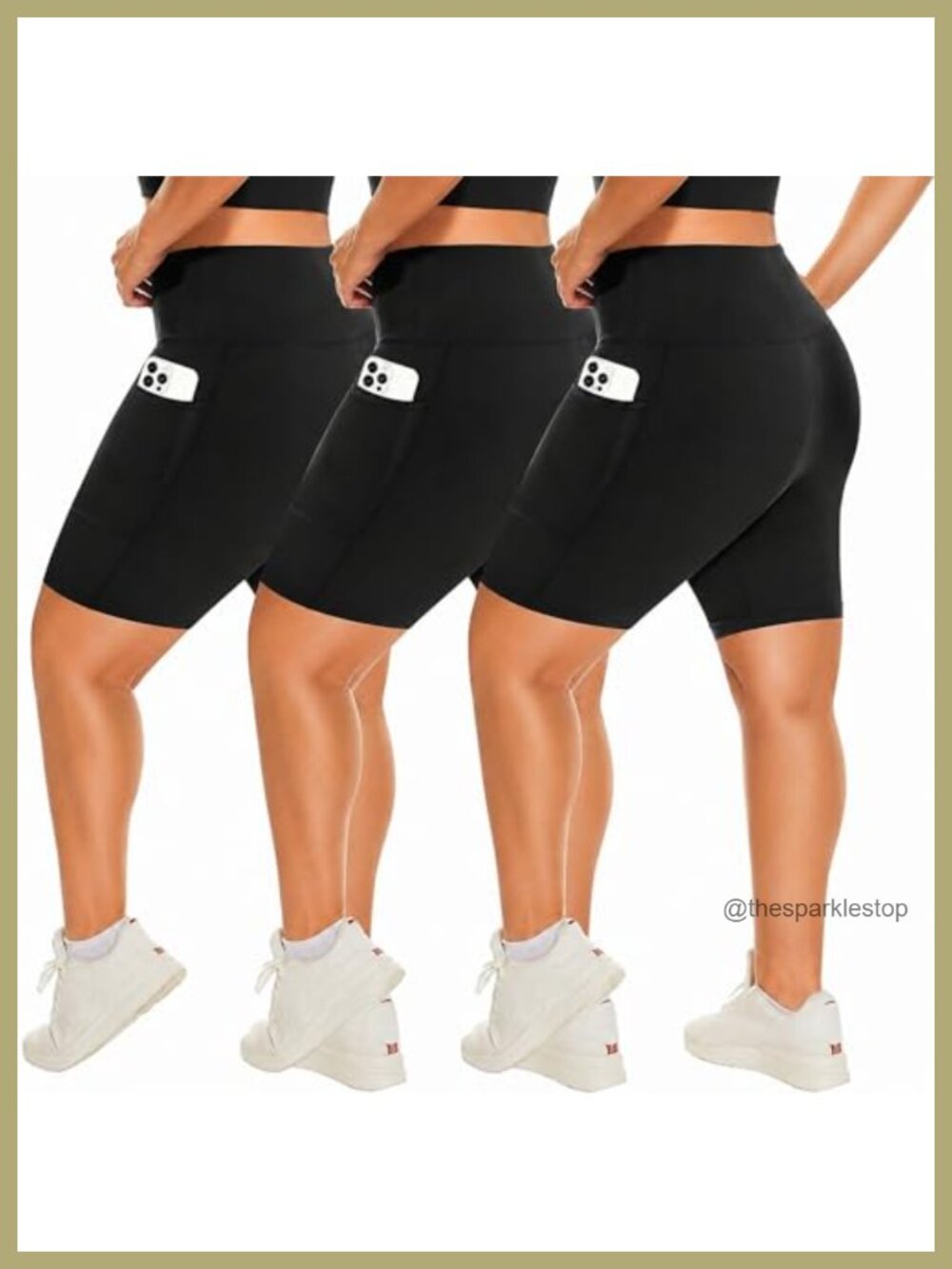3 Pack Plus Size Biker Shorts with Pockets High Waist Tummy Control Yoga Shorts